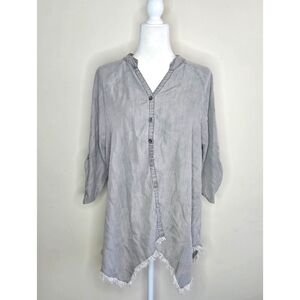 Distressed Button Down Tunic